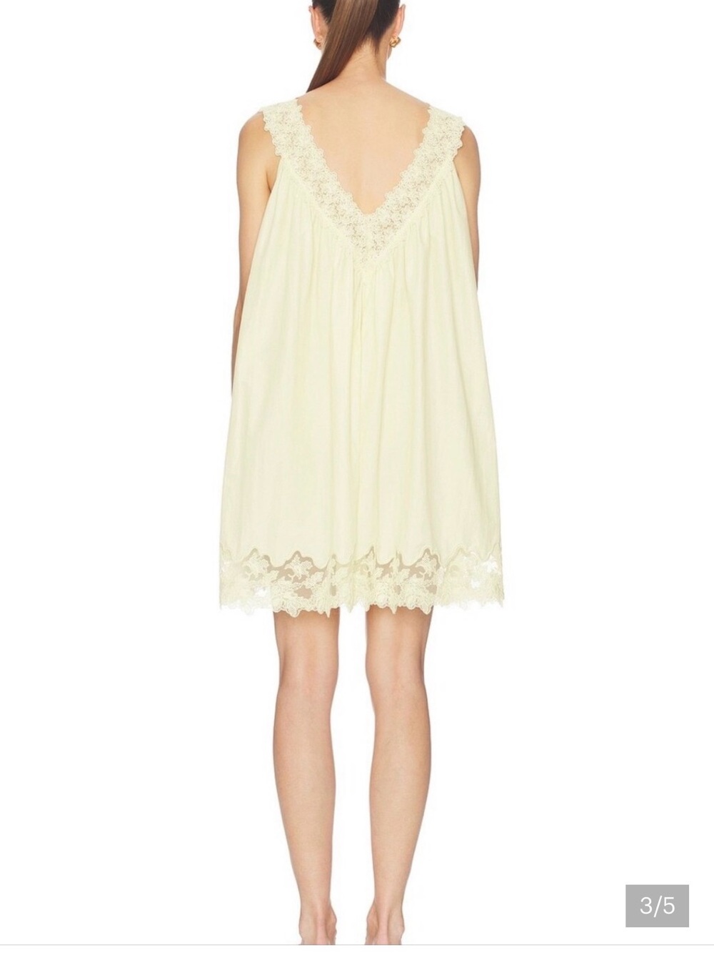 Lace-Trim Sleeveless Chemise in Cream